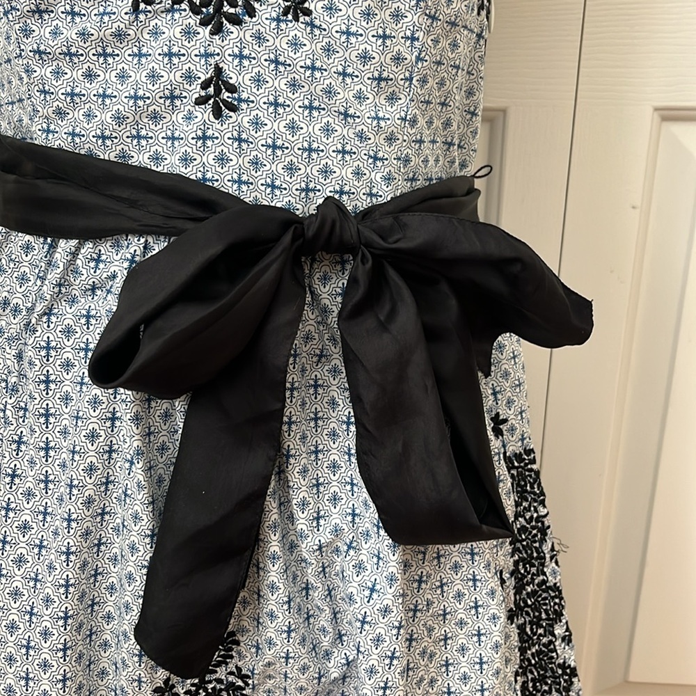 Anthropologie Moulinette Soeur Embroidered strapless Dress with Ribbon Belt Sz 8 - Picture 12 of 14